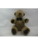 Fully Jointed Teddy Bear Vintage 1993 9&quot; Beige Plush Stuffed Animal w/ B... - £11.37 GBP