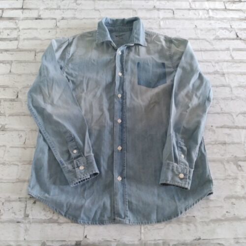 Arizona Jean Co Button Up Shirt Boys Youth XL 18-20 Blue Long Sleeve Chambray - $15.99