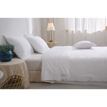 White Luxury Eyelet Lace Bed Flat Sheet Queen Size Bed Linen 1 Piece - £75.78 GBP