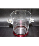 Bohemia Style Crystal Ice Bucket Applied Blob Handles, Fine Bubble, Ruby... - $403.20 MXN