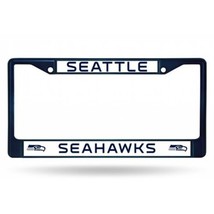 seattle seahawks nfl football team logo navy anodized license plate frame - £24.10 GBP