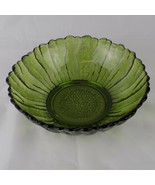 Green Glass Bowl Floral Design Pebbled Bottom 10 inches wide by 3 inches... - £7.66 GBP