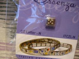 Essenza Cz Letter Italian Charm - Links Together Makes A Bracelet - Letter - N - £0.77 GBP