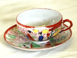 Asian Teacup &amp; Saucer Set Japanese Geisha Girls Japan e - £15.79 GBP