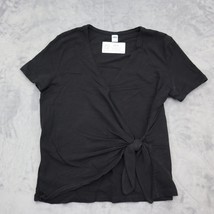 Old Navy Shirt Womens S Black V Neck Short Sleeve Front Tie Casual Blouse - £15.62 GBP
