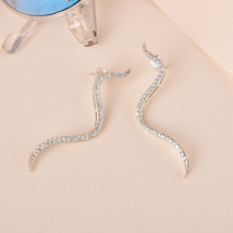 925 Sterling Silver Shining Cubic Zirconia Wave Earrings for Women - £90.29 GBP