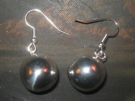 New USA 20MM Plain Globe Shiny Silver Sphere Harmony Bell Ball Dangle Earrings - £10.90 GBP