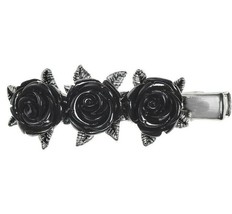 Alchemy Gothic Wild Black Rose Stainless Steel Hair Clip Barrette HH12 - £41.33 GBP