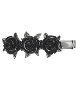Alchemy Gothic Wild Black Rose Stainless Steel Hair Clip Barrette HH12 - $51.90
