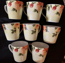 Ashbury Coffee Mugs 222 Fifth  (8) 3.5&quot; Stoneware Multicolor Yellow Floral - $33.00