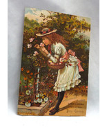 Mayers McQueen Dry Goods Schenectady NY Victorian Trade Card girl basket... - £16.44 GBP