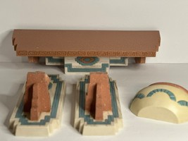 VTG Retro Burwood Art Deco Style Wall Shelf &amp; Bookends Set Southwest Aztec - $39.83