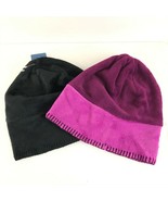 Lot of 2 White Sierra Fleece Beanies Black Purple Slouchy Warm Soft Yout... - £6.19 GBP