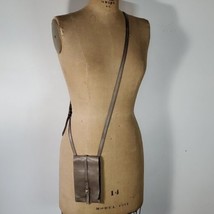 HOBO Crossbody Mini Wallet Phone Bag Boho Minimal Grey Leather Snap Dustbag - $60.76