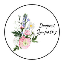 30 Deepest Sympathy Floral Bouquet Envelope Seals Labels Stickers 1.5&quot; Round - £5.98 GBP