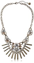 Fragments Gold Tone Glass Crystal CZ Bar Bib Oval Chain Necklace NWT - $44.96