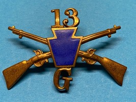PENNSYLVANIA, NGP, G COMPANY, 13th INFANTRY, 3rd BRIGADE, CAP BADGE, ENL... - $30.00