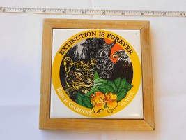 Busch Gardens Tampa &quot;Extinction is Forever&quot; Tile Trivet Wall Hanging Pre-owned - £12.15 GBP