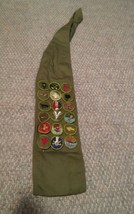 008 Vintage Boy Scouts Merit Badges Sash BSA 18 Patches - £27.64 GBP