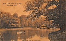 Baltimore Md~Boat LAKE-DRUID Hill PARK~1910s Sepia Photo Postcard - £2.84 GBP