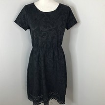 PaperMoon Stitch Womens Textured Dress Size Large Black Crochet Hem Shor... - $26.47