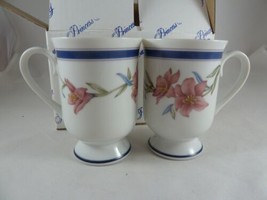 Princess House Lily Footed Pedestal Coffee Tea Mug Cup  Set of 2 Japan - £14.92 GBP