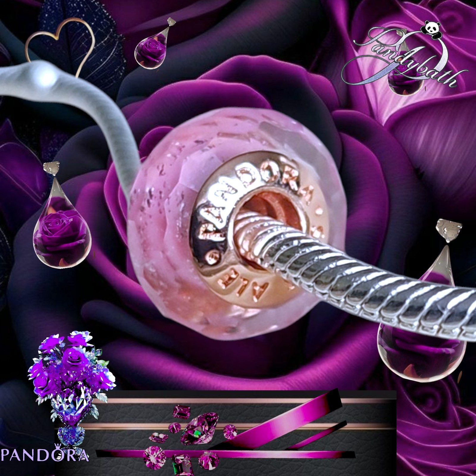 Pandora Sterling Silver Rose Gold Faceted Murano Glass Charm - 791068 US SELLER  Item image 7
