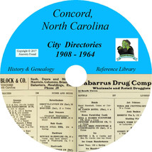 Concord North Carolina City Directory - History Genealogy - 20 Books On Cd Dvd - £5.35 GBP