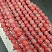 Antique African Style Cherry Red GLASS Vintage BEADs 24&quot; Strand 10-10.5mm - £38.43 GBP
