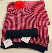 NWT COACH Tricolor Tuck Stitch Set 85213 Hat 85218 Scarf Red MSRP $255 - £127.89 GBP