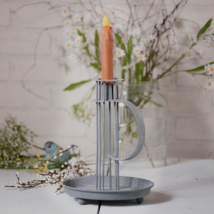 Rustic new Candle holder in distressed metal image 2