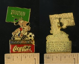 Vintage Fifa Usa World Cup Soccer 1994 Mascot &amp; COCA-COLA Saudi Arabia Pin - £3.95 GBP