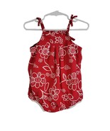 Carter&#39;s Kids Girls Bodysuit Size 18mo Red White Floral Print Tie Shoulder - $14.00