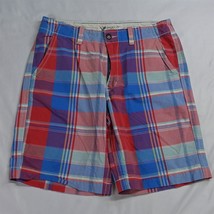 American Eagle 34 x 11&quot; Red Blue White Plaid Chino Shorts - $11.04