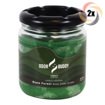 2x Candles Odor Buddy Black Forest Black Cedar Juniper Candle & Ashtray | 12oz - £26.95 GBP