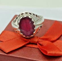 Natural 5.5 Ct Oval Cut Red Ruby 925 Sterling Silver Ring for Man/Woman - £65.27 GBP