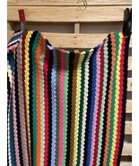 Vintage Colorful Handmade Crocheted Afghan Blanket KG  - £73.95 GBP