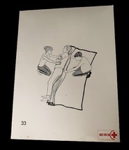 Vtg American National Red Cross Basic First Aid Drawing 2 Side Ephemera ... - £23.52 GBP