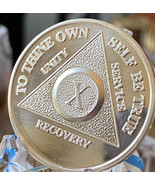 10 Year AA Medallion Silver Plated Sobriety Chip - $9.99
