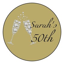 (12) gold 40th 50th 60th 70th 80th 90th birthday party stickers round diamonds - $11.99