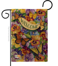 Pansies with Butterflies Burlap - Impressions Decorative Garden Flag G154082-DB - £18.36 GBP