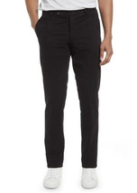 NWT NORDSTROM Trim Straight Leg Stretch Flat Front Chino Trousers Black Size 40 - £19.56 GBP
