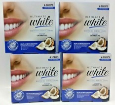 (4) Ultimate White Whitening Dental Strip Infused w/ Coconut Oil 6 Strips SEALED - £23.01 GBP