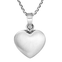 Sweet Puffy Heart Modern .925 Sterling Silver Necklace - £19.80 GBP