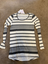 Lularoe Lynnae Long Sleeve Shirt S NWT large striped neutral summer - £14.55 GBP
