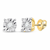 10kt Yellow Gold Womens Round Diamond Miracle Stud Earrings 1/6 Cttw - £170.68 GBP