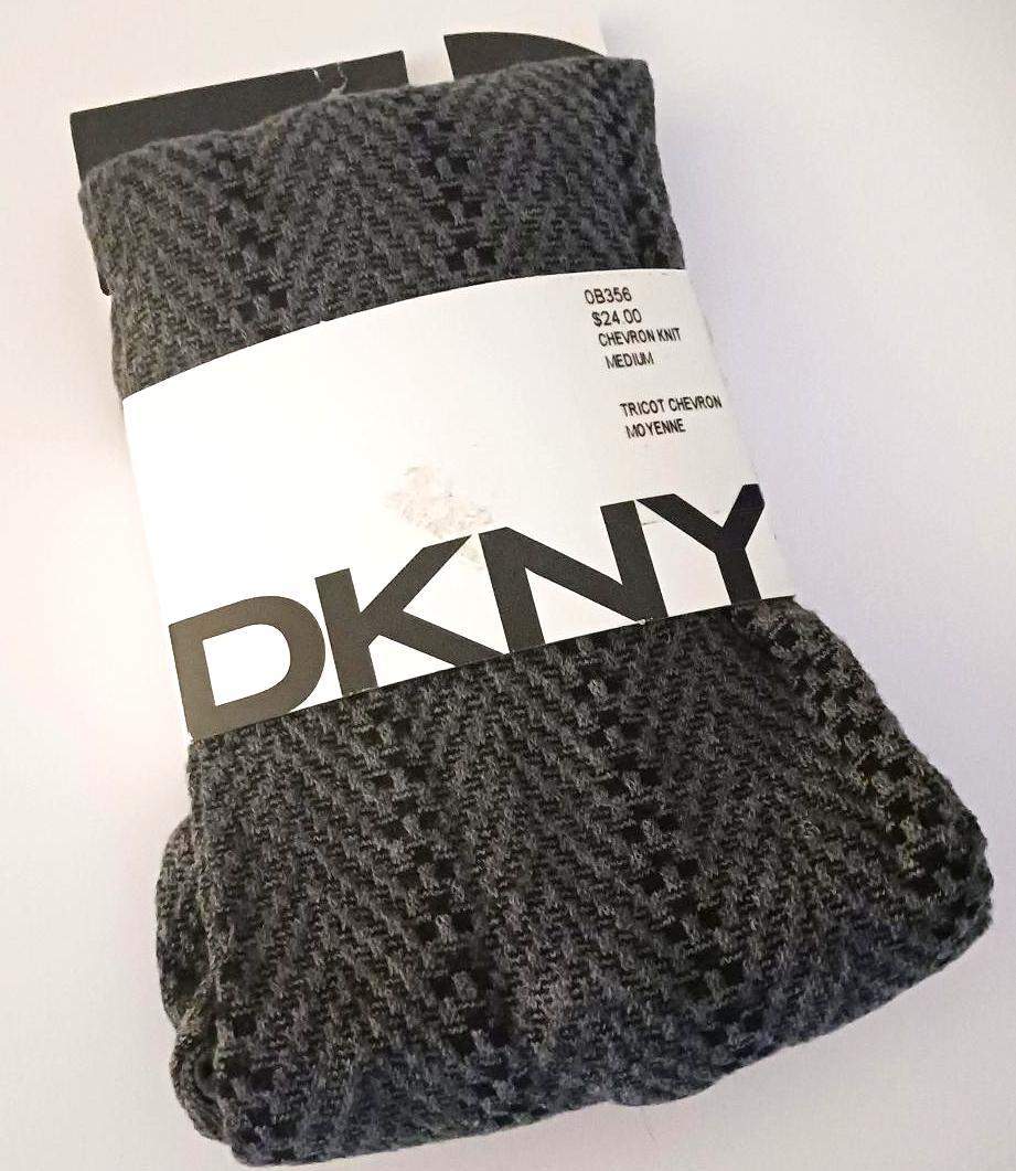 DKNY Ladies Chevron Knit Under Garment Flannel Stretch Leggings Dark Gray Black
