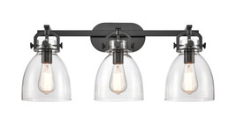 Bath Vanity Light Newton Bell 7" Matte Black Downtown Urban 410-3W-BK-G412-7CL - $445.91