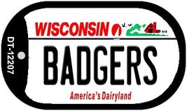 Badgers Wisconsin Novelty Metal Dog Tag Necklace DT-12207 - £12.56 GBP