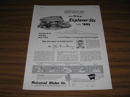 1954 Print Ad Universal Motor Explorer Six 95 HP Marine Engines Oshkosh,WI - $14.67